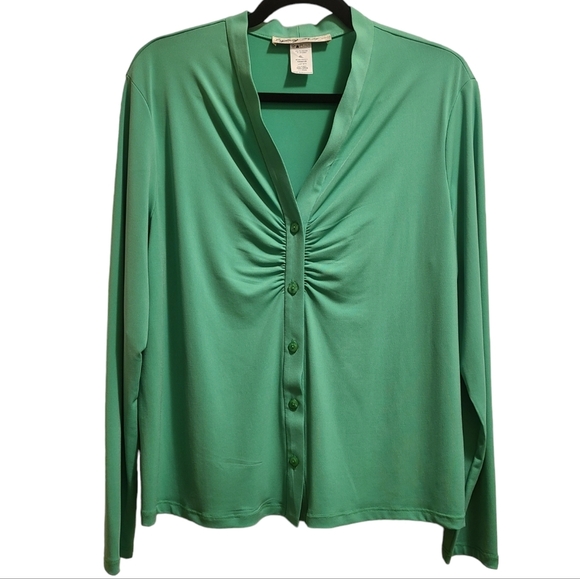 Cydney Mar button-front top 2X - Picture 1 of 4